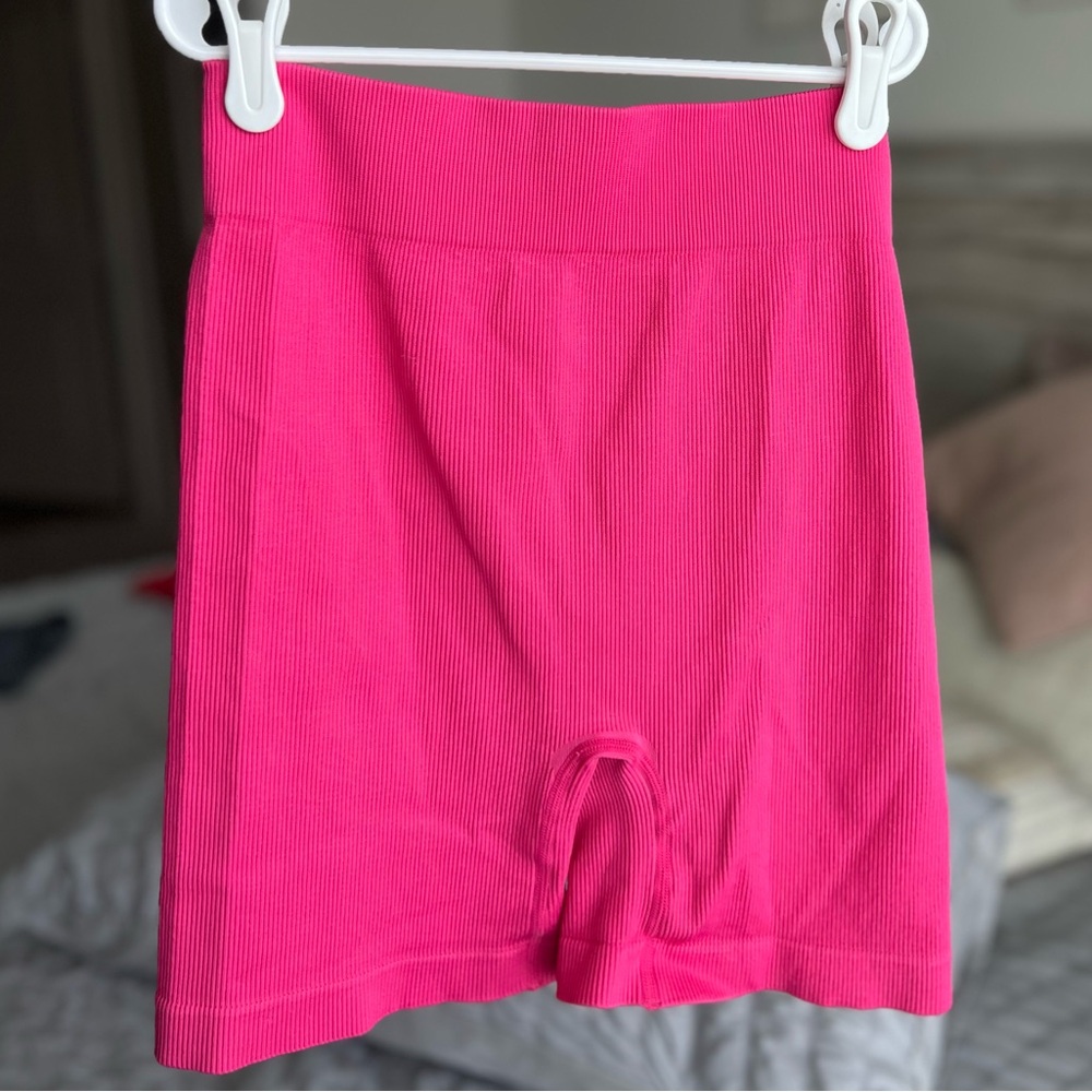 Hot pink high waisted biker shorts